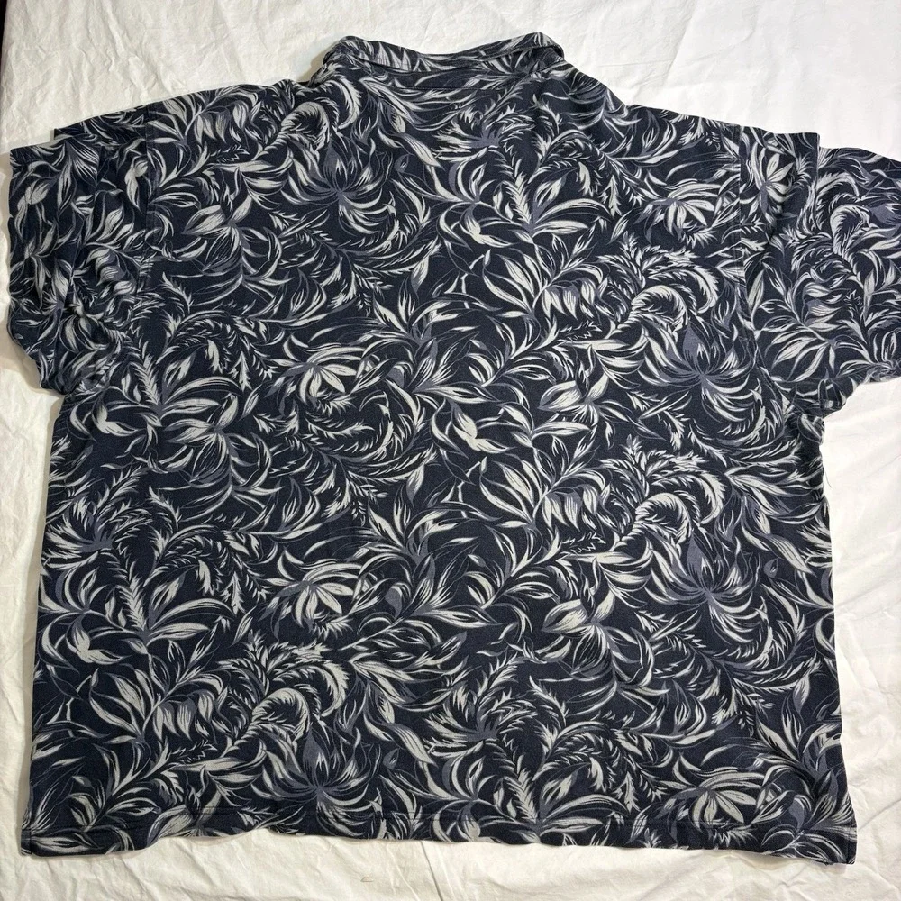 VTG Polo Jeans‎ Co Ralph Lauren Mens 2XL Navy Blue Palm Leaf Cotton Knit Shirt
